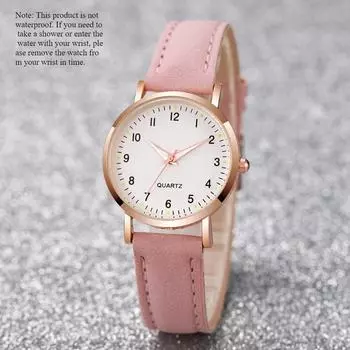 Модные женские часы повседневные арабский циферблат женские кожаные часы кварцевые часы Reloj Mujer девушки часы подарок No розовый