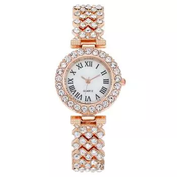 Модные женские часы Roman Diamond, женские часы, кварцевые часы, браслет, женские часы розового золота
