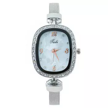 Модные женские часы с бриллиантами и цифровым циферблатом в форме ракушки, овальные женские часы, кварцевые часы серебряный