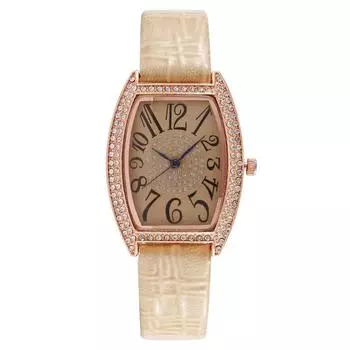 Модные женские часы с бриллиантами в виде винной бочки, женские часы с ремешком, кварцевые часы, обработка, настройка белый