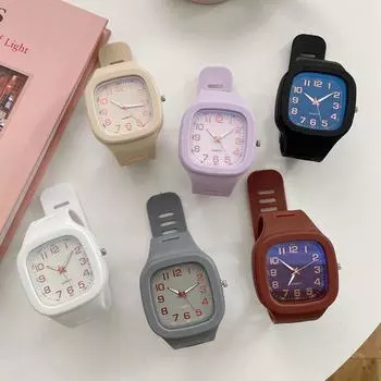 Модные женские часы с кварцевым циферблатом, женские кварцевые наручные часы с силиконовым ремешком, женские часы чёрный