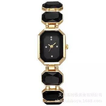 Модные женские часы с прямоугольным циферблатом, элегантные женские кварцевые наручные часы, часы для девочек, роскошные, лучшие подарки чёрный