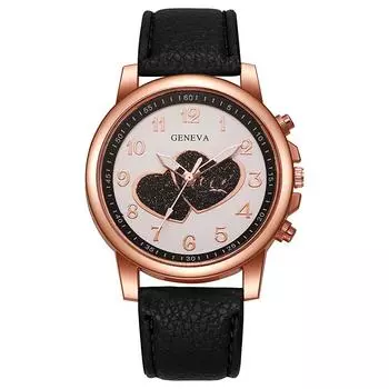 Модные женские часы с сердечком, повседневный дизайн, женские кварцевые наручные часы, лучшие подарки, часы для женщин чёрный