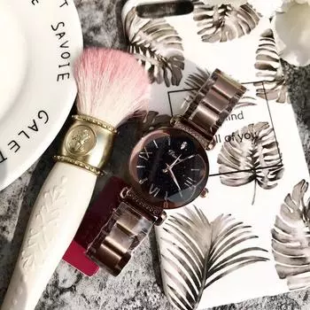 Модные женские часы со стальным ремешком, карамельного цвета, женские кварцевые часы со стразами и бархатным ремешком из кожи