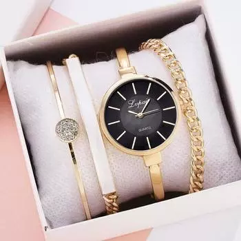 Модные женские часы унисекс с ремешком из сплава, 4 шт., кварцевые часы Wriatwatch, простые часы для отдыха с браслетом, модные