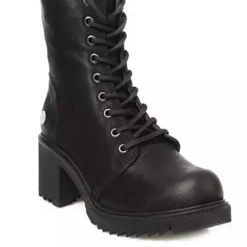 Модные женские черные ботинки и ботильоны из натуральной кожи