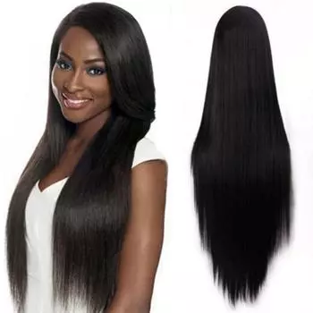 Модные женские черные длинные косплей прямые термостойкие волосы натуральные парики
