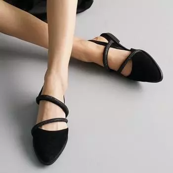 Модные женские черные замшевые женские туфли на плоской подошве с камнем Повседневные туфли на плоской подошве