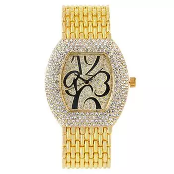 Модные женские цифровые часы с бриллиантами Gypsy, женские часы-браслет, женские кварцевые часы золотой