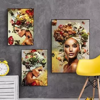 Модные женские цветочные плакаты и принты, украшение гостиной, украшение дома 21cm30cm NoFrame
