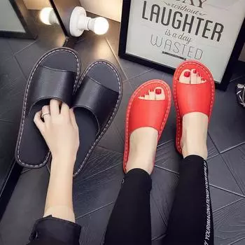 Модные женские домашние тапочки из натуральной кожи 35 бордовый