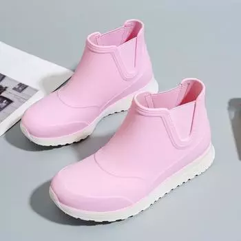 Модные женские дождевые туфли на платформе с резиновой подошвой, ботильоны 2024 года, осень-зима, женские ботильоны без застежек, рабочая обувь Botines Mujer 36 черный белый