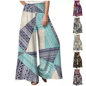 Модные женские дышащие повседневные свободные брюки с принтом и строчкой L чёрный