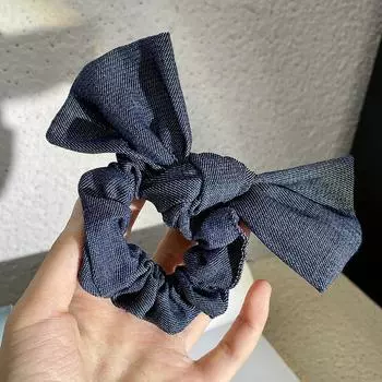 Модные женские джинсовые банты для волос, резинки для волос для женщин, эластичные резинки для волос, резинки для волос с завязанными хвостиками, аксессуары для повязок на голову One Size
