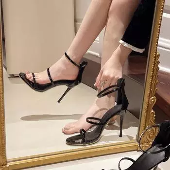 модные женские французские элегантные босоножки на шпильках новый стиль темпераментные туфли на высоком каблуке мюли нарядные вечерние женские туфли Zapatos De Mujer 34 серебряный