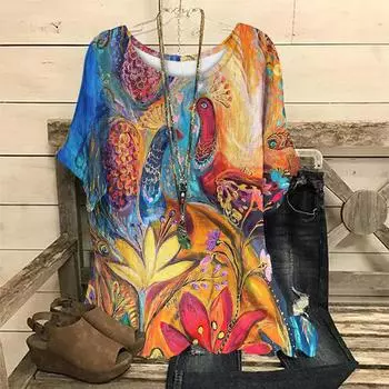 Модные женские футболки больших размеров с коротким рукавом и круглым вырезом, повседневные топы с 3d принтом павлина, одежда на каждый день S