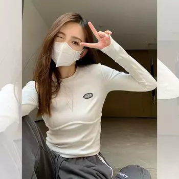 Модные женские футболки, однотонные белые футболки, футболки с длинным рукавом для девочек, топы Y2K S белый