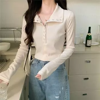 Модные женские футболки, однотонные, сексуальные, с круглыми воротниками и пуговицами, женские футболки, топы для девочек 2000 года S темно-серого