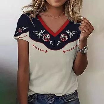 Модные женские футболки с V-образным вырезом и короткими рукавами, пуловеры, летние свободные женские толстовки, одежда Y2K, топ S