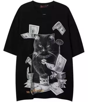 Модные женские футболки с забавными кошками и животными, футболки с 3D-принтом, уличная одежда в стиле Харадзюку, женские футболки с короткими рукавами, летние топы, одежда S белый