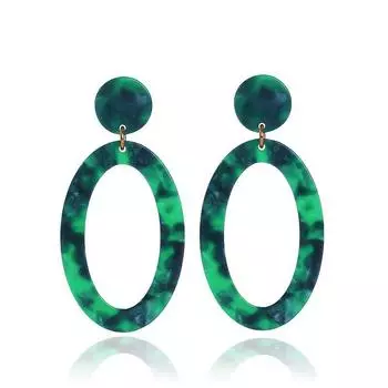 Модные женские геометрические ацетатные акриловые серьги леопардовые овальные серьги-гвоздики ювелирные изделия зелёный