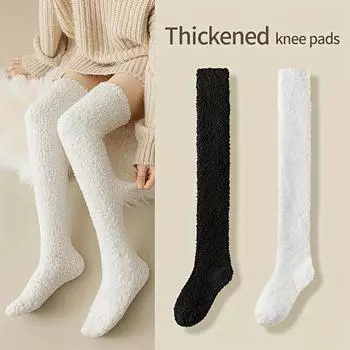 Модные женские гольфы, женские мягкие чулки, осенне-зимние, высокие термоноски в корейском стиле в стиле преппи, повседневные носки 1 pair белый
