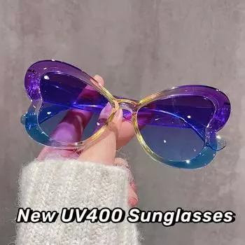 Модные женские градиентные цветные солнцезащитные очки модные уличные бабочки кошачий глаз солнцезащитные очки очки унисекс вечерние хип-хоп очки UV400 оттенки As Picture красный