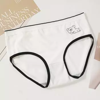 Модные женские хлопковые трусы со средней талией в вертикальную полоску, простые удобные трусы, пригодное для носки нижнее белье M белый