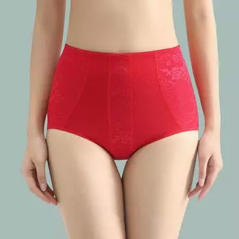 модные женские хлопковые трусы средней талии утягивающие трусики для живота больших размеров утягивающее нижнее белье для живота утягивающее нижнее белье для подтяжки бедер L красный
