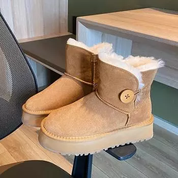 Модные женские хлопковые туфли 2024 года, новые зимние ботинки для снега, утолщенные, теплые, повседневные, универсальные, северо-восточные, хлебные туфли 35