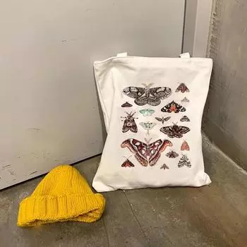 Модные женские холщовые сумки на плечо с бабочкой, женская сумка, повседневная сумка-тоут, литературная сумка для покупок для девочек 24*26cm