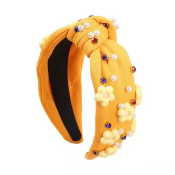 Модные женские хрустальные повязки на голову, пластиковая повязка на голову с цветком, праздничная вечеринка, цветочные жемчужные повязки для волос для женщин и девочек, аксессуары для волос