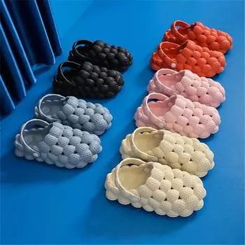 Модные женские и мужские шлепанцы из ЭВА, милые шлепанцы с шариками и пузырьками, летняя домашняя массажная уличная обувь с закрытым носком, противоскользящая 36/37 чёрный