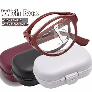 Модные женские и мужские винтажные складные мультифокальные очки, модные новые очки HD для чтения вблизи и вдаль, очки против синей пресбиопии с коробкой +300