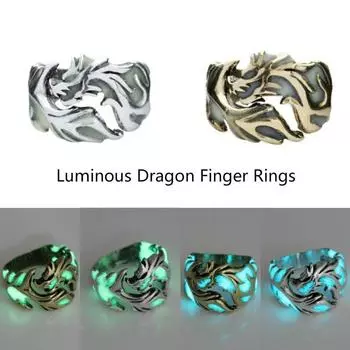 Модные женские и мужские винтажные светящиеся кольца на палец дракона, светящиеся в темноте кольца, ювелирные аксессуары 21 mm синий/медный
