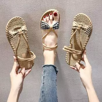 Модные женские и женские туфли на плоской подошве в стиле бохо, женские повседневные сандалии, тапочки, пляжная обувь, милые сандалии, сандалии uio9 4 бежевый