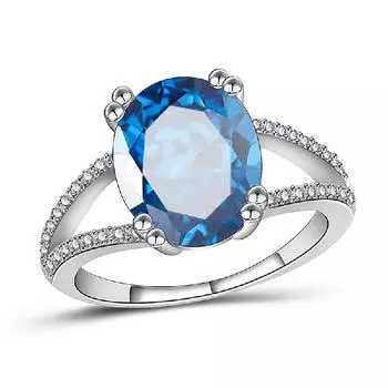 Модные женские кольца из серебра 925 пробы, ювелирные изделия овальной формы, сапфир, циркон, драгоценный камень, кольца на палец, украшения для женщин, свадебное обещание, вечеринка 6 синий