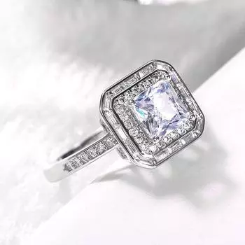 Модные женские кольца квадратной огранки принцессы с цирконием, ослепительные универсальные аксессуары для вечеринок, эффектные кольца 10