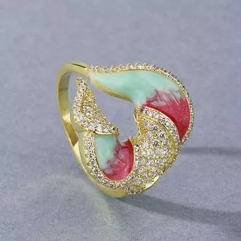 Модные женские кольца модные цветные циркониевые женские эмалированные украшения ручной работы изысканный подарок на Рождество и день рождения 6 золотой