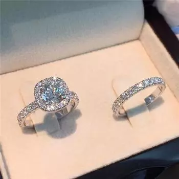 Модные женские кольца принцессы, комплект очаровательных свадебных обручальных украшений, рождественские подарки, размер 5-11 10 белый