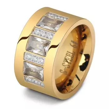 Модные женские кольца с кристаллами, оптовая продажа, цвет желтого золота, обручальные кольца из нержавеющей стали для женщин, ювелирные изделия для вечеринок, ювелирные изделия NIBA 6