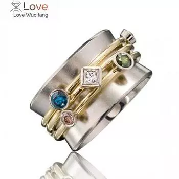 Модные женские кольца золотого цвета на талии с трехцветным цирконием, индивидуальные аксессуары для пальцев, ювелирные изделия для вечеринок, оптовая продажа 8