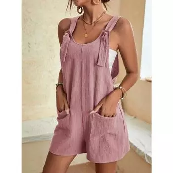 Модные женские комбинезоны, удобные и повседневные брюки Cobineson, туши на подтяжках XL розовый