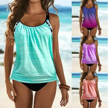 Модные женские консервативные купальники для живота слинг-бикини из 2 предметов L синий