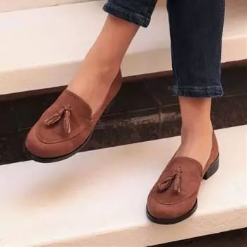 Модные женские коричневые замшевые оксфорды