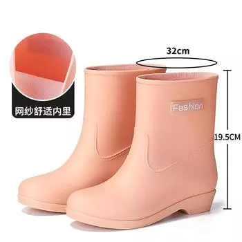 Модные женские короткие резиновые сапоги с термохлопковой подкладкой, женская обувь для воды для кухни и столовой, ванная комната, нескользящая резиновая обувь, женские резиновые сапоги для воды 36