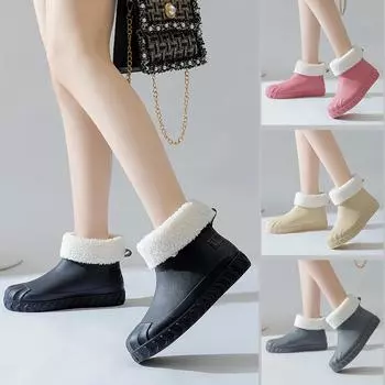 Модные женские короткие теплые бархатные сапоги с низким верхом из резины 36