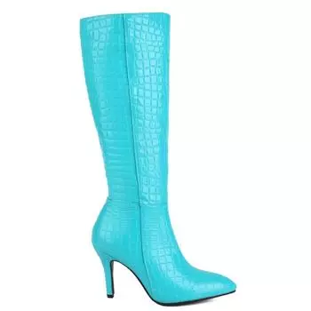 Модные женские ковбойские сапоги до колена, красные, синие, черные, розовые, на каблуке, длинные сапоги, женские, большого размера, осень-зима, танцевальная обувь для вечеринок, женская обувь 34 абрикосовый