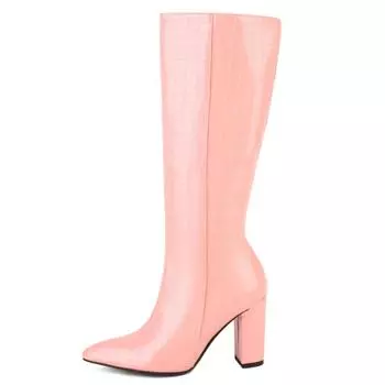 Модные женские ковбойские сапоги до колена, змеиные розовые, красные, синие, на каблуке, длинные сапоги, женские, большого размера, осенне-зимняя обувь для вечеринок, женская обувь 34 абрикосовый