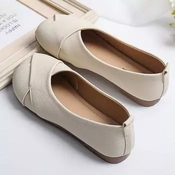 Модные женские кожаные мокасины весна-осень, повседневные туфли на плоской подошве с круглым носком, симпатичные туфли на плоской подошве для медсестер, кроссовки, балетки 35